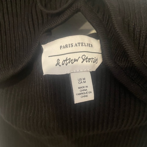& Other Stories Black Ribbed Dress Sz M - Picture 5 of 6
